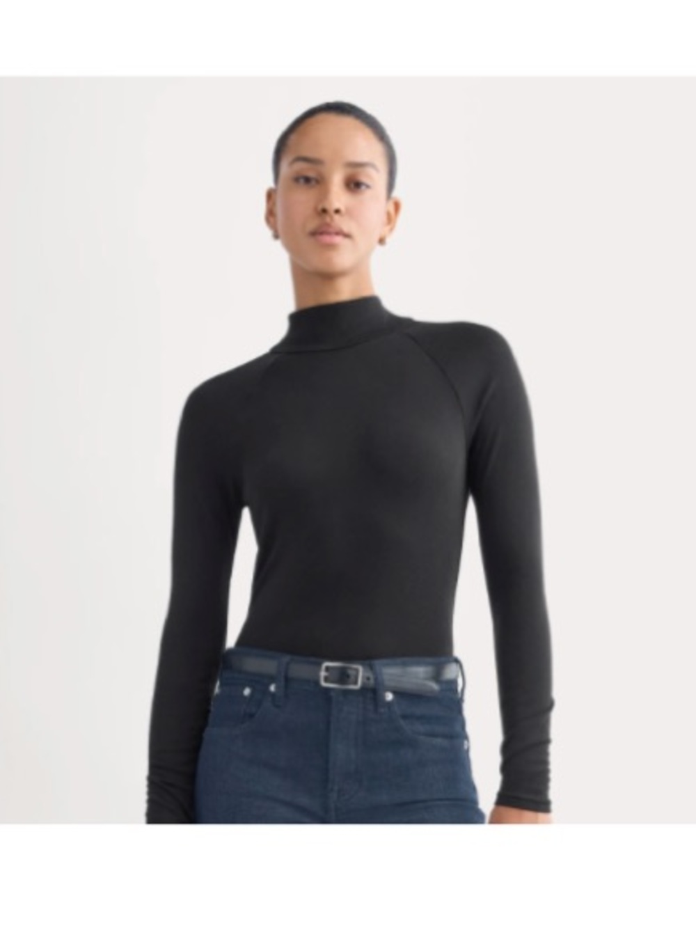 Everlane Butterluxe Black Tie-Neck Top